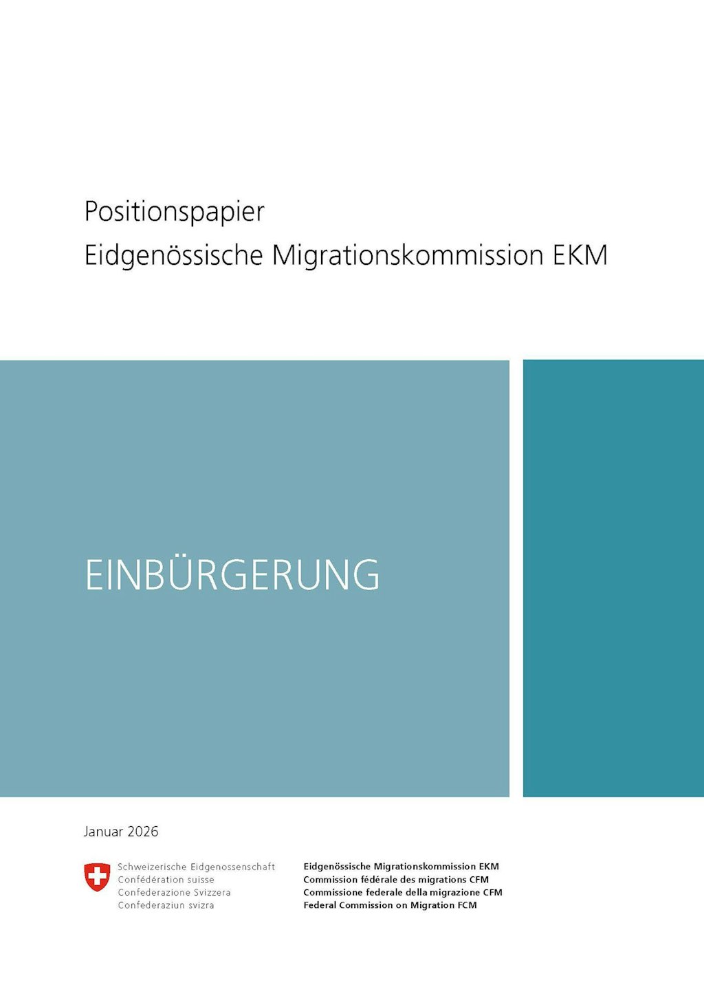 Titelblatt des EKM-Positionspapiers «Einbürgerung»